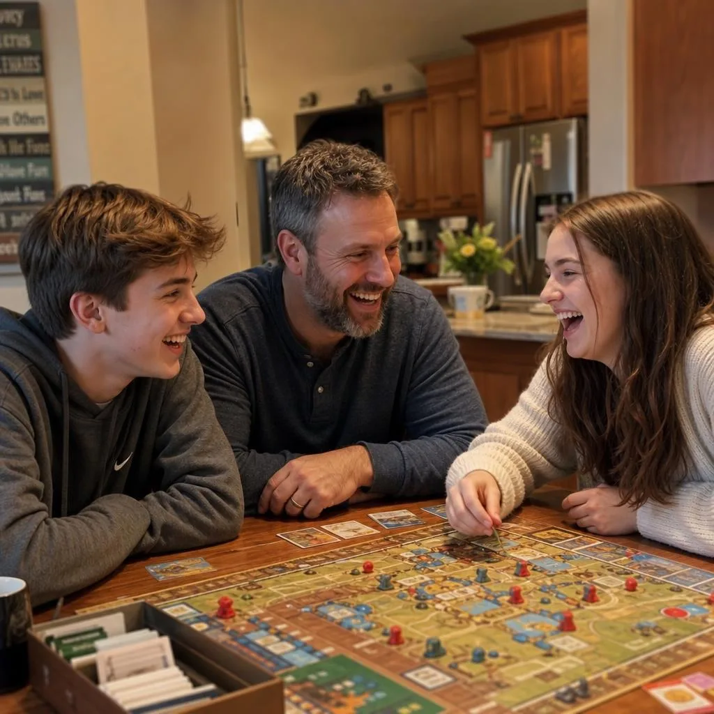 Caucasian family playing board games
